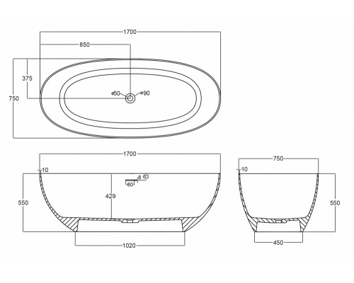 ABBER прозрачная ванна из полиэфирной смолы цвет оливковый 170x75x55 I AT9703Vesuvian