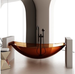 ABBER прозрачная подвесная ванна из полиэфирной смолы цвет красный 180x80x51.2 I AT9704Opal