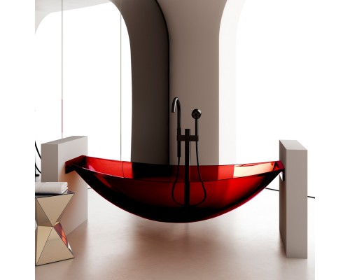 ABBER прозрачная подвесная ванна из полиэфирной смолы цвет красный 180x80x51.2 I AT9704Rubin