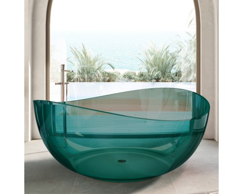 ABBER прозрачная ванна из полиэфирной смолы цвет бирюзовый 150x150x64.6 I AT9705Aquamarin