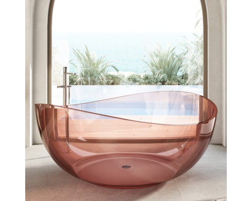 ABBER прозрачная ванна из полиэфирной смолы цвет розовый 150x150x64.6 I AT9705Koralle