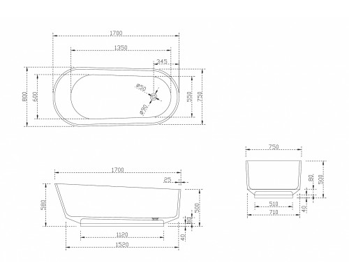 ABBER прозрачная ванна из полиэфирной смолы цвет зеленый 170x80x58 I AT9706Emerald