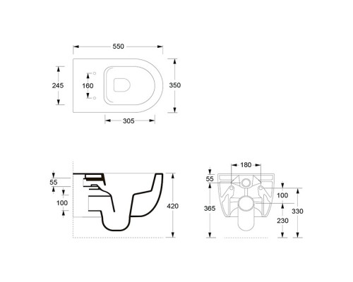 Подвесной унитаз Alice Unica без ободка с крышкой SoftClose (арт. 32240101)
