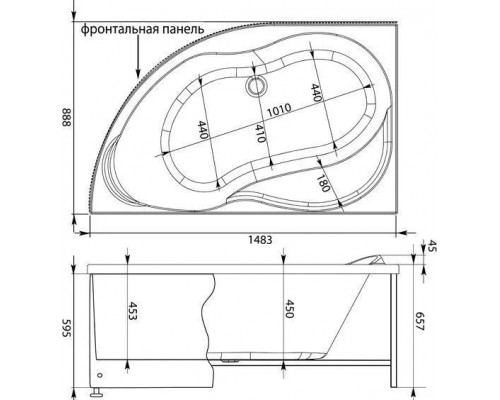 Асимметричная угловая ванна AQUANET GRACIOSA 150*90 L (203940)