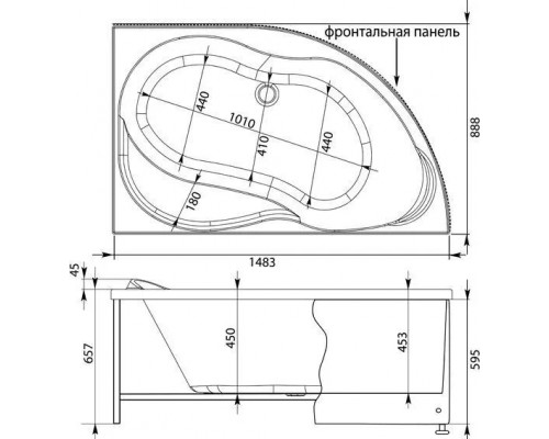 Асимметричная угловая ванна AQUANET GRACIOSA 150*90 R (203941)
