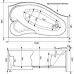Асимметричная угловая ванна AQUANET PALMA 170*90/60 R (204023)