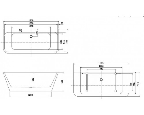 Акриловая ванна Aquanet Family Perfect 170x75 13775-MW Matt Finish
