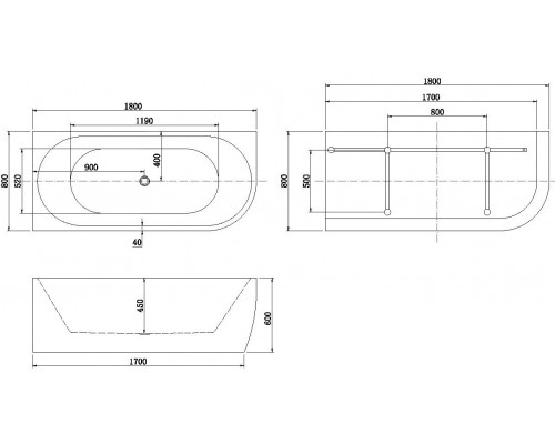 Акриловая ванна Aquanet Family Elegant A 180x80 3805-N-MW Matt Finish