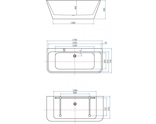 Акриловая ванна Aquanet Family Perfect 170x75 13775-MW-MB Matt Finish (панель Black matte)
