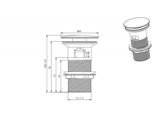 AQ6001CR сливной набор для раковины Push-open с переливом