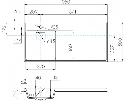 AQUATON 1A72833KLH01L Раковина Лондри 105 белая левая