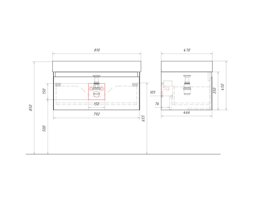 aqwella Тумба под умывальник 81x48 Geometria Прямоугольная цвет бежевый GE01081MD
