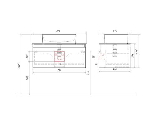 aqwella Тумба под умывальник 81,5x49 Geometria Прямоугольная цвет светло-серый GE01081ST+STG814X476GS