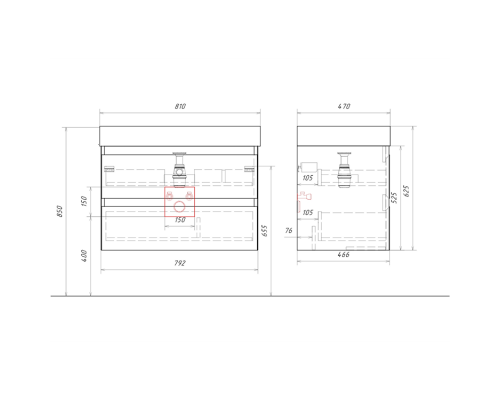 aqwella Тумба под умывальник 81x48 Geometria Прямоугольная цвет серый GE01082GRM