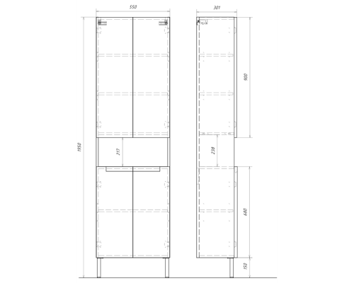 Пенал 55x30 Vancouver Прямоугольная цвет белый VAN0555N
