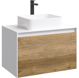 aqwella Тумба под умывальник 80x50 Mobi Прямоугольная цвет белый, дерево тёмное MOB0108W+MOB0708DB