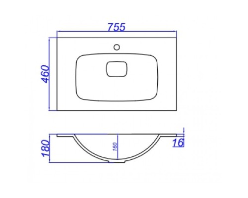 Раковина Malaga 45×75×18 см белый (литьевой мрамор) накладная