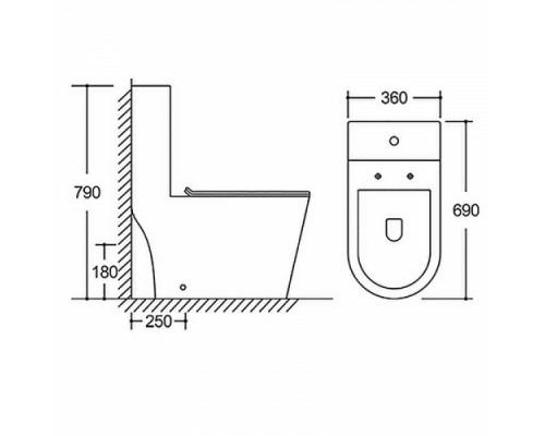 Унитаз-моноблок напольный безободковый Azario Scala AZ-8101 с сидением микролифт, смыв Tornado
