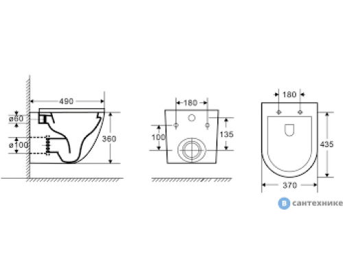 Azario Grado ТОРНАДО унитаз подвесной безободковый в комплекте с сидением микролифт 490*37 AZ-0046-UQ3