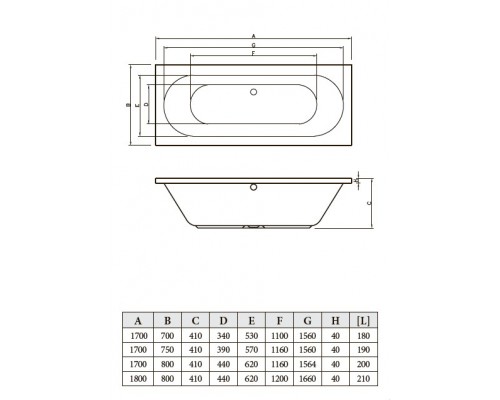 Ванна акриловая Ilias 170*75 с ножками, BONITO HOME, BH-IL-401-170-75/Su, Польша