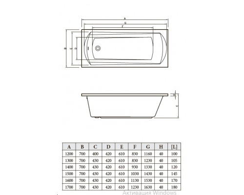 Ванна акриловая Selena 150*70 с ножками, BONITO HOME, BH-SE-501-150/St, Польша