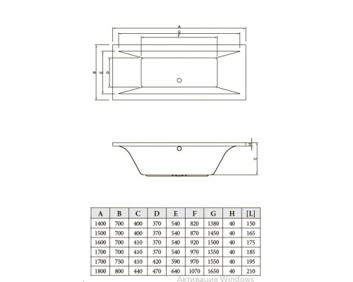 Ванна акриловая Valencia 180*80 с ножками, BONITO HOME, BH-VA-601-180-80/St, Польша