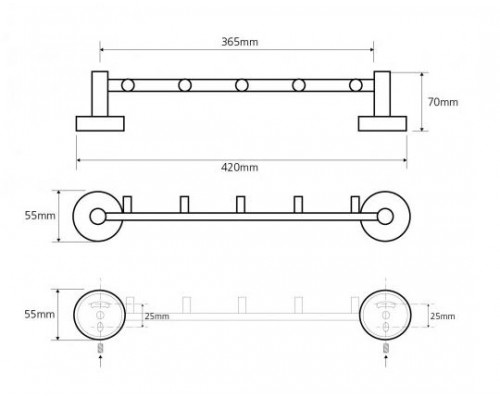 Bemeta, OMEGA крючок пятерной, хром 104105112