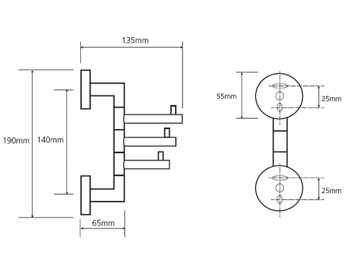 Bemeta, DARK крючок тройной поворотный, черный 104206070