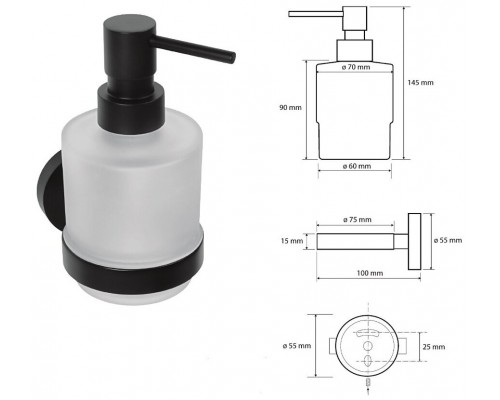 Bemeta, DARK дозатор мыла настенный, черный 104109100