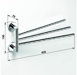 Bemeta, OMEGA полотенцедержатель тройной поворотный, хром 104204112