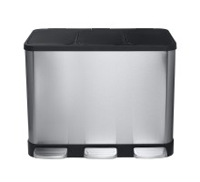 Bemeta, HOME мусорная корзина - контейнер для сортировки мусора (3 отделения 3х14 литров), нержавейка/матовый 104315262