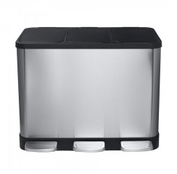 Bemeta, HOME мусорная корзина - контейнер для сортировки мусора (3 отделения 3х14 литров), нержавейка/матовый 104315262