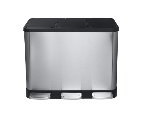 Bemeta, HOME мусорная корзина - контейнер для сортировки мусора (3 отделения 3х14 литров), нержавейка/матовый 104315262