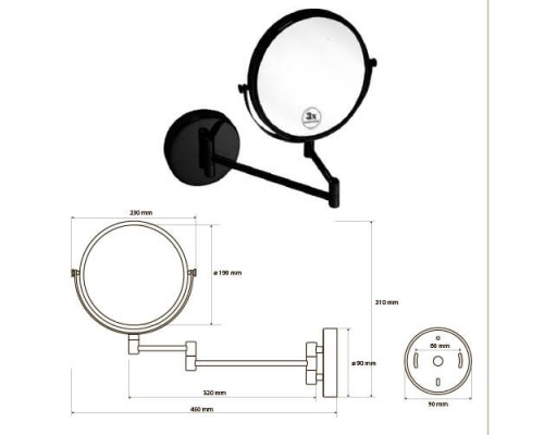 Bemeta, DARK космет. зеркало, черный 112201510