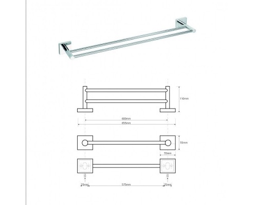 Bemeta, BETA полотенцедержатель двойной, хром 132204052