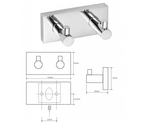 Bemeta, BETA крючок двойной, хром 132405202
