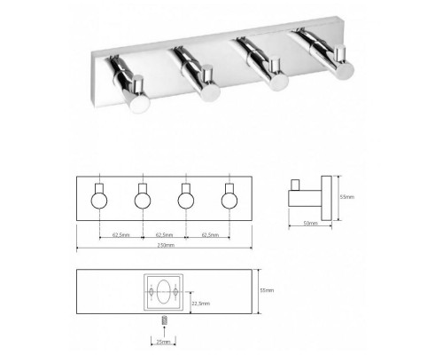 Bemeta, BETA крючок четверной, хром 132405212