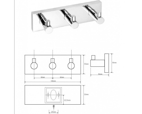 Bemeta, BETA крючок тройной, хром 132405232