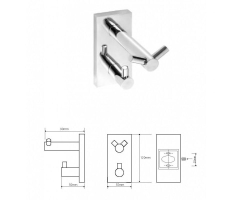 Bemeta, BETA крючок двойной, хром 132405222