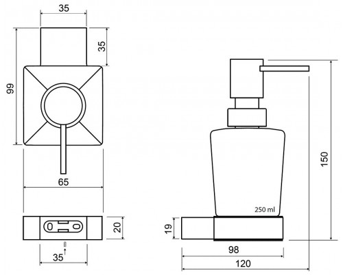 Bemeta, VIA дозатор мыла настенный, хром