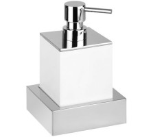Bemeta, GAMMA дозатор мыла квадратный, отдельностоящий, хром/белый  