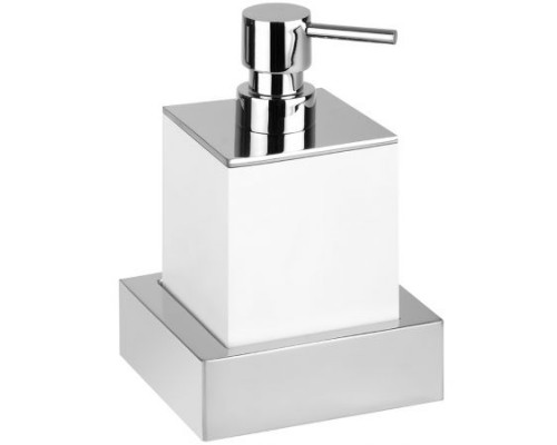 Bemeta, GAMMA дозатор мыла квадратный, отдельностоящий, хром/белый
