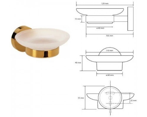 Bemeta, BRILO мыльница (стекло), золото