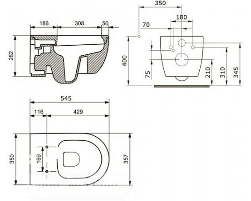 Унитаз подвесной Bocchi V-Tondo с бидеткой 1416-001-0128 с тонким сиденьем микролифт