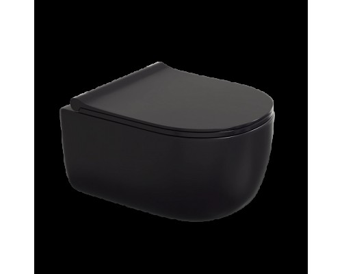 Унитаз подвесной Bocchi V-Tondo Rimless черный  матовый (49х36см) с сиденьем Soft-close A0336-004