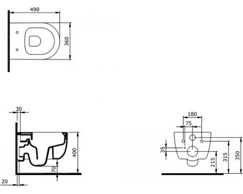 Унитаз подвесной Bocchi V-Tondo Rimless черный  матовый (49х36см) с сиденьем Soft-close A0336-004