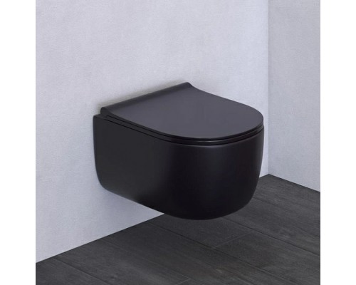 Унитаз подвесной Bocchi V-Tondo Rimless черный  матовый (49х36см) с сиденьем Soft-close A0336-004