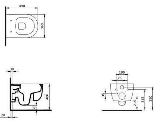 Унитаз подвесной Bocchi V-Tondo (49 см) 1417-001-0129 с сиденьем Slim Soft-close A0336-001