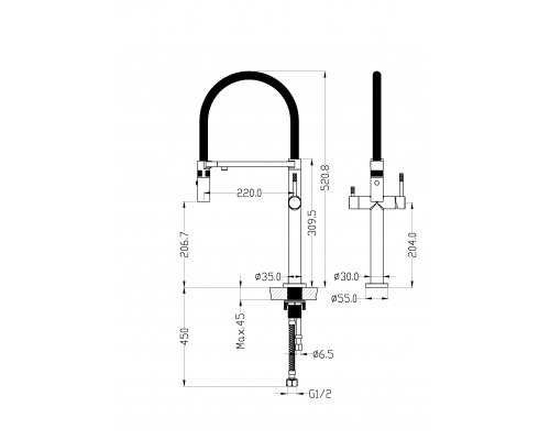 Boheme Смеситель для Кухни с краном для питьевой воды Uno CHROME 115-CR
