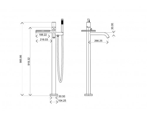 Boheme Напольный Смеситель для ванны, Stick Diamond Chrom 129-CRCR.2